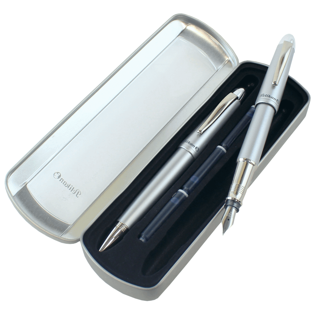 Estojo Caneta Pelikan Silverstar - Tinteiro e Esferográfica